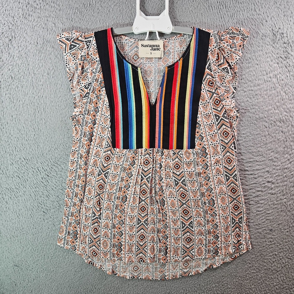 NEW Savanna Jane Sleeveless Top Blouse Women Small Embroidered Multicolor Boho‎